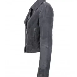 OAKWOOD Blousons^Zulina Petrole - Blouson Biker Court Cuir Veritable Chevre Velours